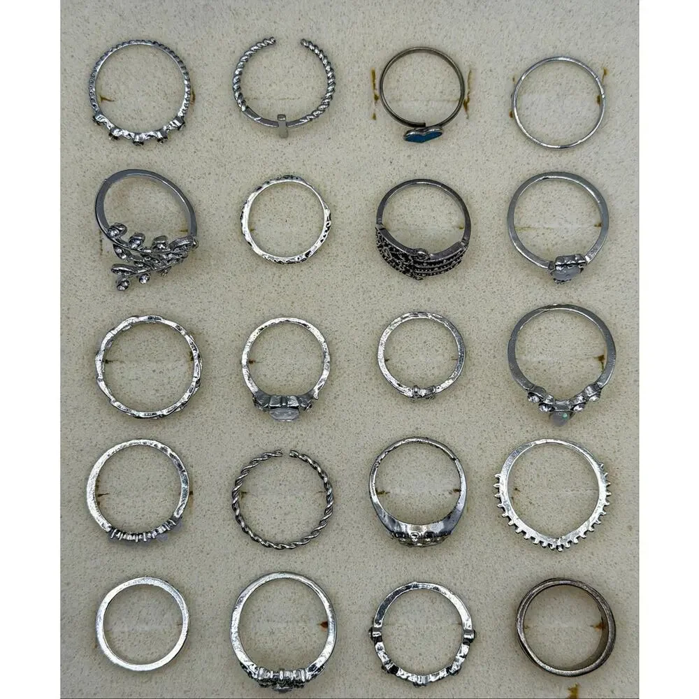 Silver Stacker Rings Lot - 20 pcs Boho Minimalist #2